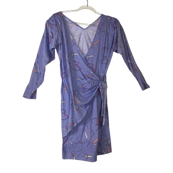 Vintage Avon‎ Wrap Dress Size 10 Purple Abstract Print Knee-Length Eighties Y2K - Picture 1 of 2
